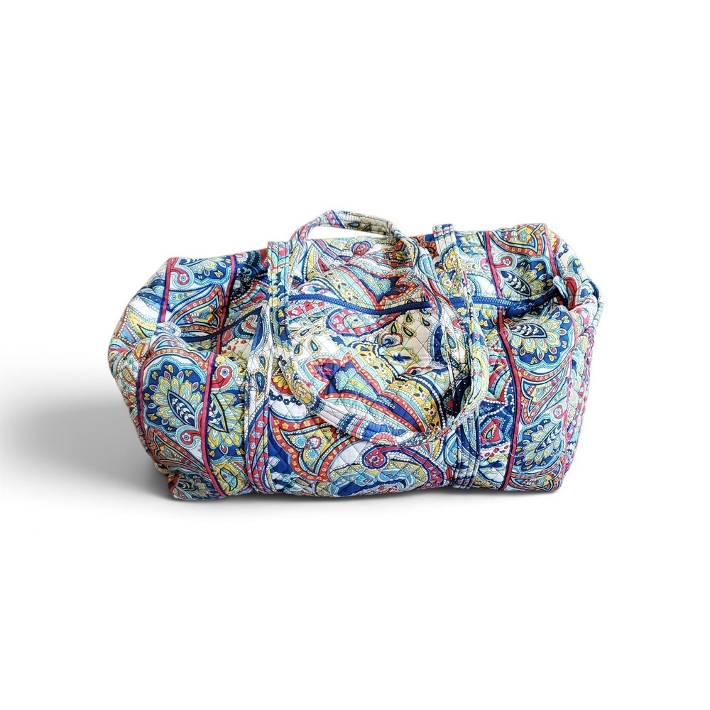 Vera Bradley Large Duffel Bag Marina Paisley Retired Quilted Travel Weekend Bag